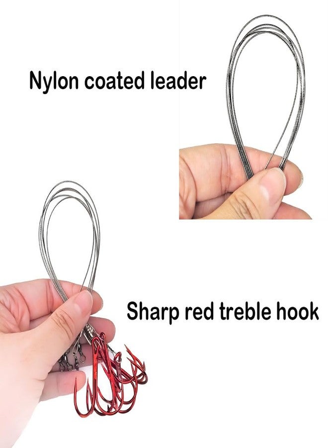 Laxygo 5-10pcs Fishing Treble Hook with Leader Nylon Coated Fishing Wire Leader with Swivel 3/0 2/0 1/0 1# 2# 4# 6# (Gray Leader, 1#-10pcs) - Image 4