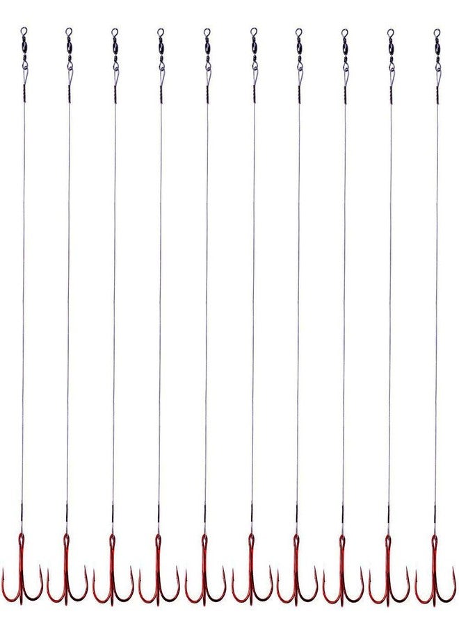 Laxygo 5-10pcs Fishing Treble Hook with Leader Nylon Coated Fishing Wire Leader with Swivel 3/0 2/0 1/0 1# 2# 4# 6# (Gray Leader, 1#-10pcs) - Image 1