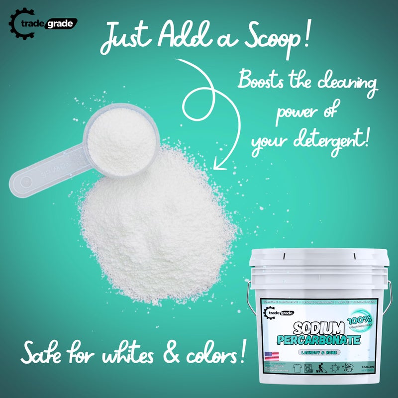 TradeGrade Sodium Percarbonate Powder - Oxygen Bleach Powder for Laundry, Home & Outdoor Cleaning - Unscented Multi-Purpose Cleaner and Stain Remover in Resealable Bucket (160 Ounce) - Image 3