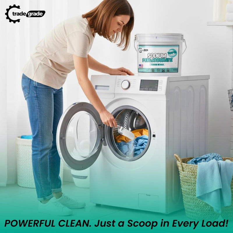 TradeGrade Sodium Percarbonate Powder - Oxygen Bleach Powder for Laundry, Home & Outdoor Cleaning - Unscented Multi-Purpose Cleaner and Stain Remover in Resealable Bucket (160 Ounce) - Image 4