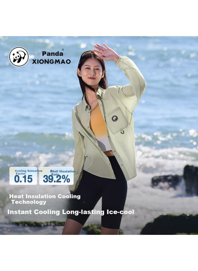 Panda Xiongmao Luotuo Series Sun Protection Clothing, Water-repellent, Cool-feeling Upf50+, Outdoor Sun Protection Shirt, Uni Style Tr126 Green, S - Image 3