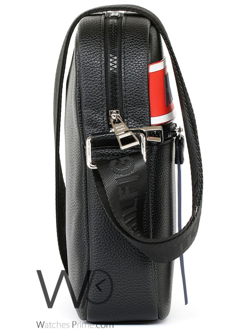 Tommy Hilfiger Denim Black Leather Hilfiger Crossbody Messenger Shoulder Bag For Men - Image 5