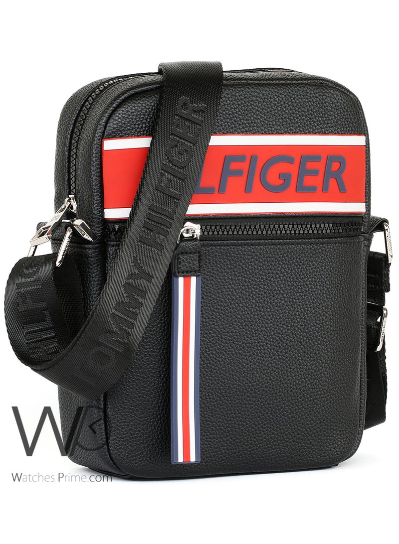 Tommy Hilfiger Denim Black Leather Hilfiger Crossbody Messenger Shoulder Bag For Men - Image 2