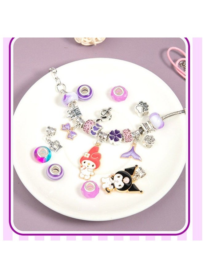 Muyixin Kawaii Sanrio Kuromi DIY Beaded Bracelet Set With Box Handmade Jewelry - Purple  - Image 4