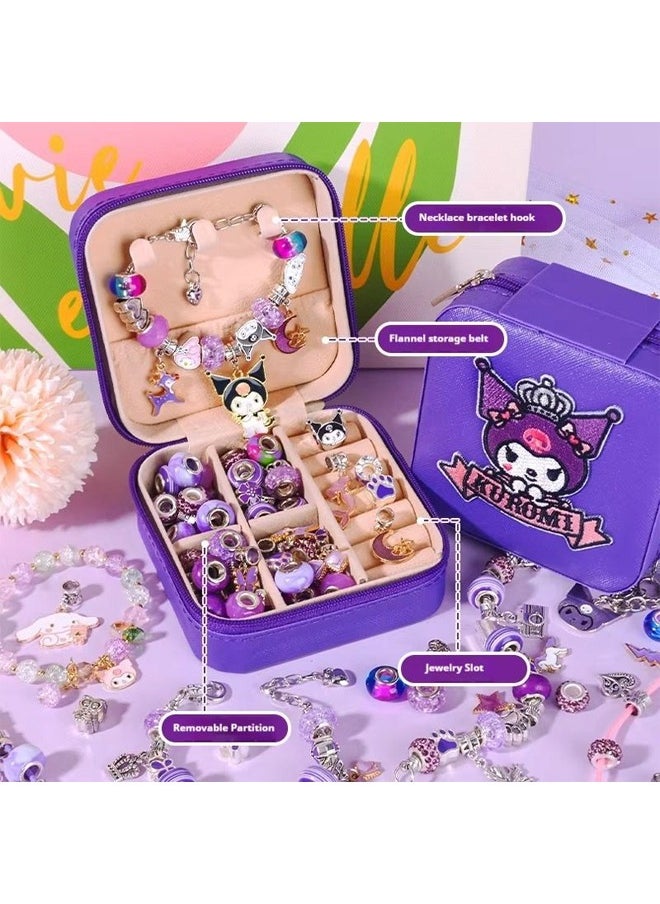Muyixin Kawaii Sanrio Kuromi DIY Beaded Bracelet Set With Box Handmade Jewelry - Purple  - Image 5