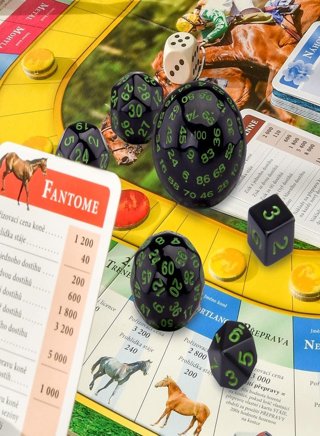 AUSTOR 15 Pieces Complete Polyhedral Dice Set D3-D100 Game Dice Set with a Leather Drawstring Storage Bag for Role Playing Table Games(Black & Green) - Image 5