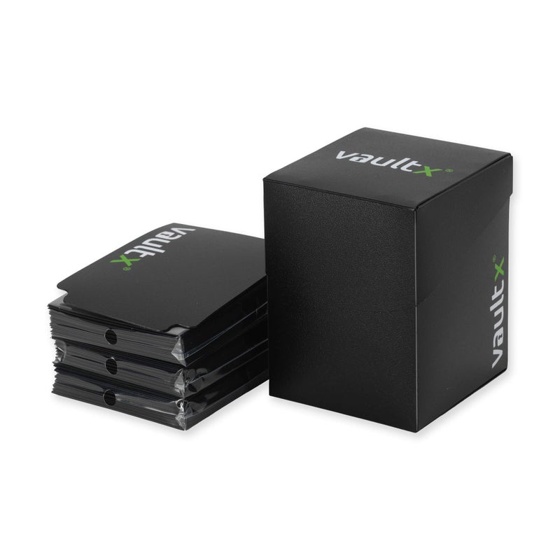 Vault X Trading Card Deck Box and 150 Black Card Sleeves fits 100 Sleeved Cards Large Standard Holder Storage Box for MTG Commander Game TCG Black - Image 2