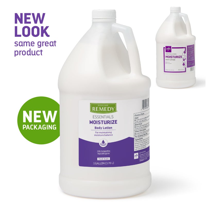 Medline Remedy Essentials Moisturizing Body Lotion (1 Gallon Bottle), 1 Count, Fresh Scent, Hydrating, Non-Greasy, For Dry Skin, Hypoallergenic, Men, Women, Elderly - Image 2