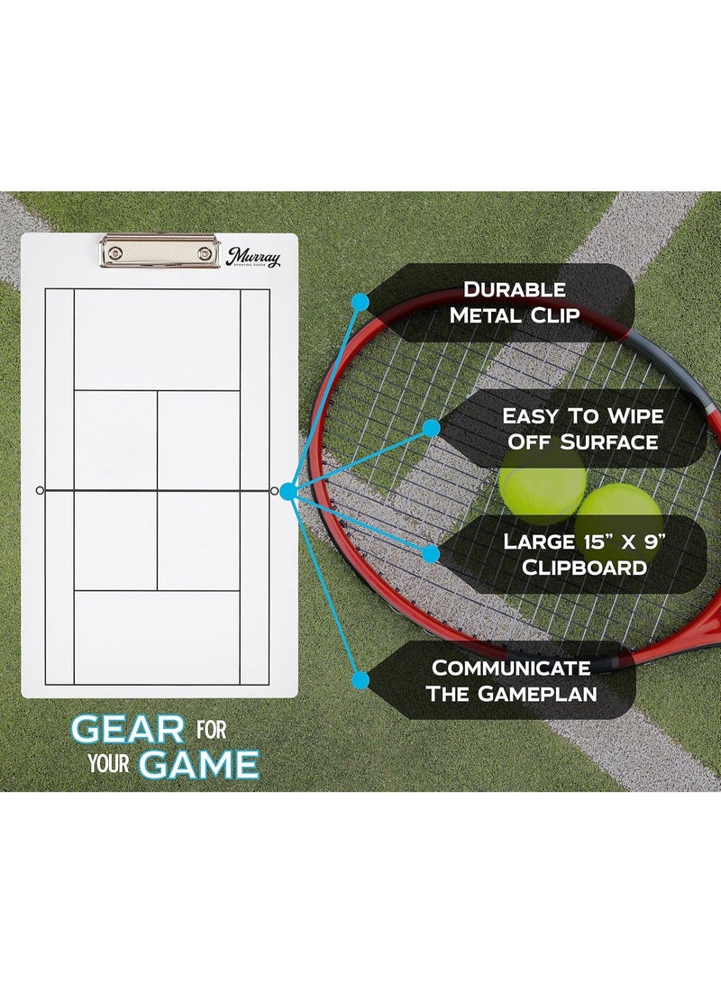 Murray Sporting Goods Dry Erase Coaches Clipboard | Double-Sided Dry Erase White Board (Tennis) - Image 2
