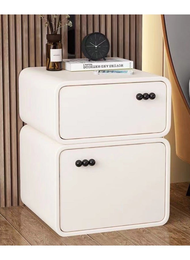 fashionhome Modern Minimalist Design Rectangular Bedside Table Solid Wood Nightstand with 2 Storage Drawers Bed End Table for Bedroom Living Room 30x40x50 cm (Fully Assembled) - Image 2