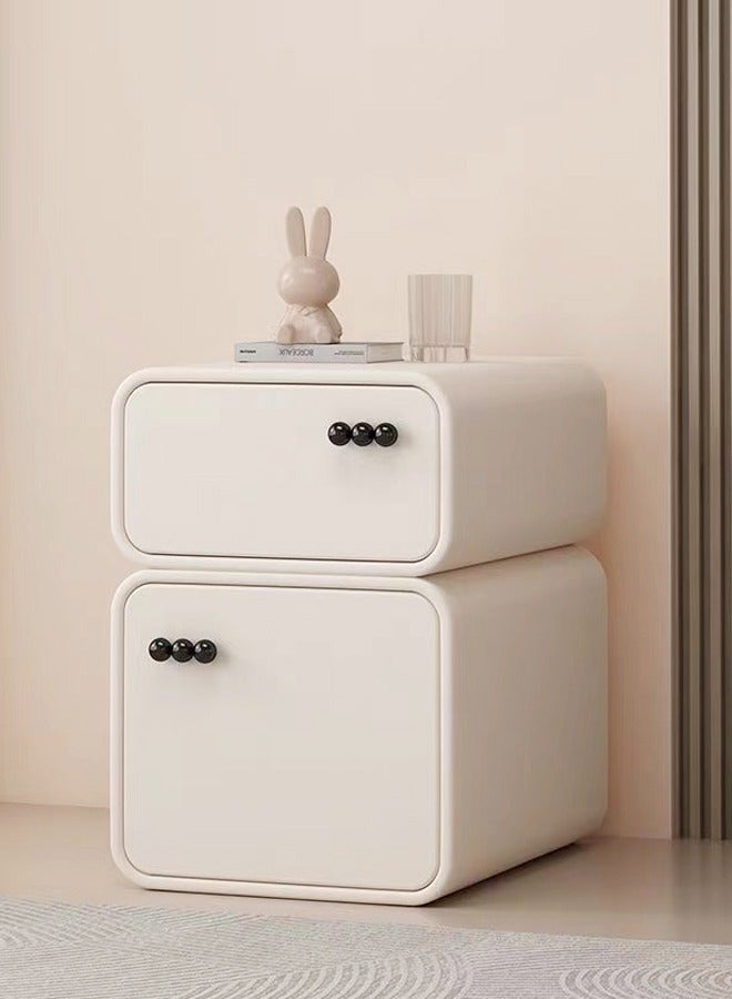 fashionhome Modern Minimalist Design Rectangular Bedside Table Solid Wood Nightstand with 2 Storage Drawers Bed End Table for Bedroom Living Room 30x40x50 cm (Fully Assembled) - Image 1