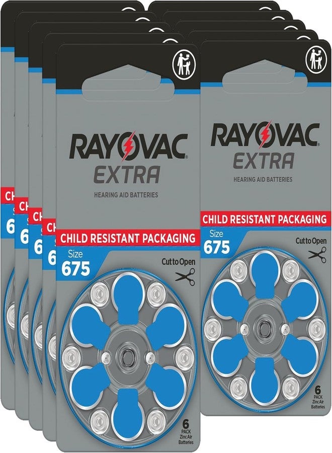 Rayovac Extra Advanced Hearing Aid Batteries, Size 675, Blue Tab, PR44, Pack of 60 - Image 1