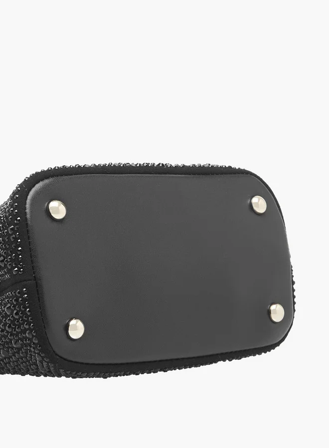 سيليست Embellished Shoulder Bag with Adjustable Strap and Twist Lock Closure