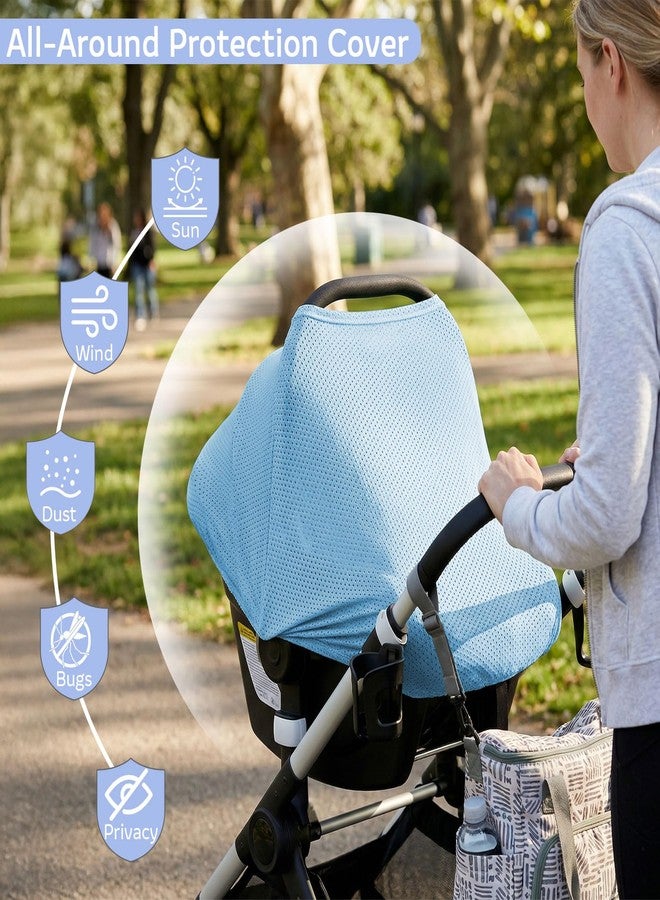 BeBeJoJo 2 Pack Baby Car Seat Cover Full Breathable Mesh Stretchy Infant Carseat Canopy for Boys and Girls Multi-Use Nursing Cover for Breastfeeding Privacy Sunshade Shield Baby Essentials - Image 4
