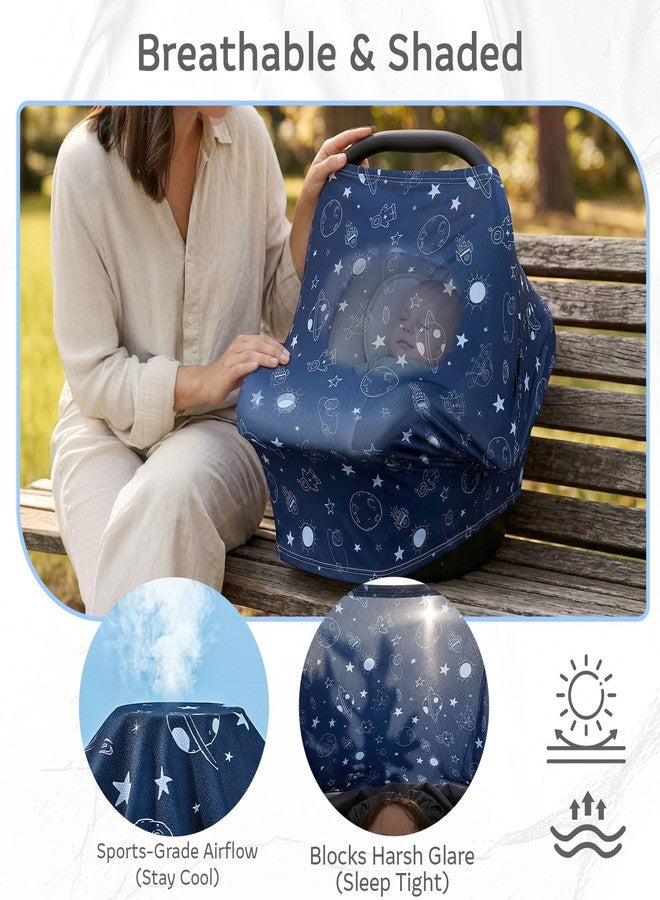 BeBeJoJo 2 Pack Baby Car Seat Cover Full Breathable Mesh Stretchy Infant Carseat Canopy for Boys and Girls Multi-Use Nursing Cover for Breastfeeding Privacy Sunshade Shield Baby Essentials - Image 2