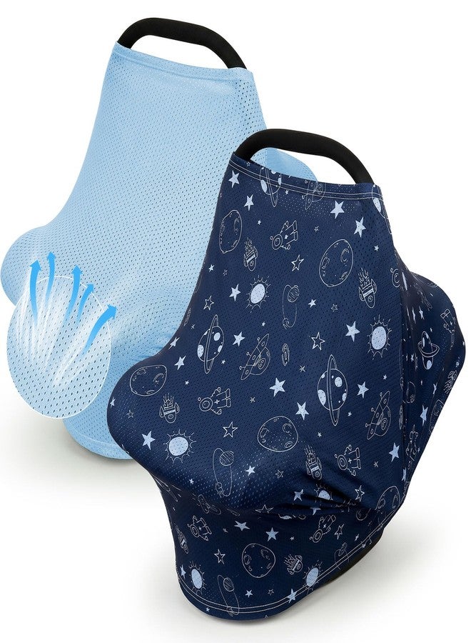 BeBeJoJo 2 Pack Baby Car Seat Cover Full Breathable Mesh Stretchy Infant Carseat Canopy for Boys and Girls Multi-Use Nursing Cover for Breastfeeding Privacy Sunshade Shield Baby Essentials - Image 1