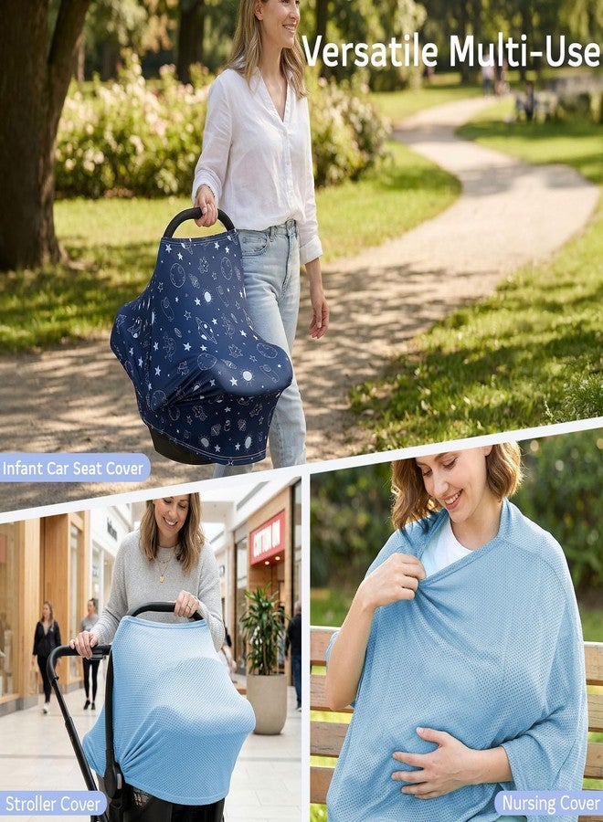 BeBeJoJo 2 Pack Baby Car Seat Cover Full Breathable Mesh Stretchy Infant Carseat Canopy for Boys and Girls Multi-Use Nursing Cover for Breastfeeding Privacy Sunshade Shield Baby Essentials - Image 5