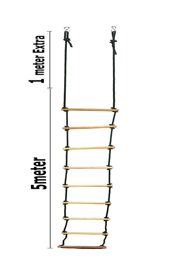Mihad Climbing Rope Ladder for Kids, Adults - Outdoor/Indoor, Playground Equipment - Suitable for Tree Climbing, Chimney, Tank and Silo Cleaning Ladder Material - Silk Rope, Wood, Width 38cm,(3 Meter) - Image 3