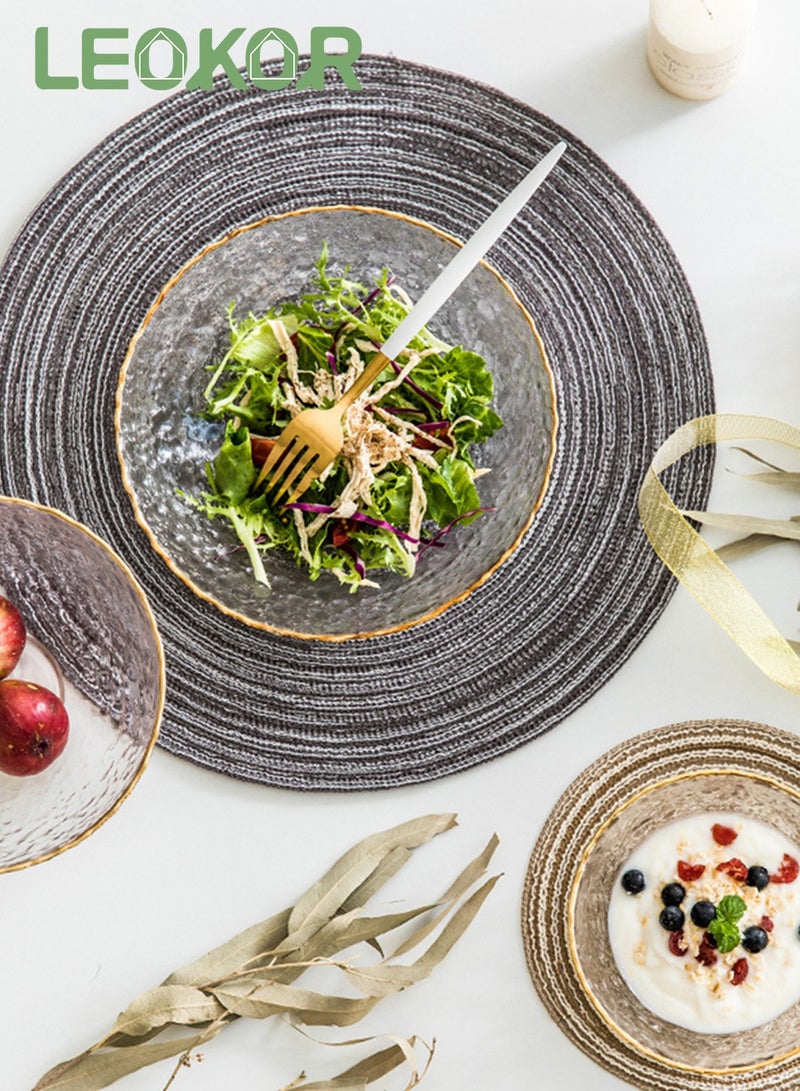 LEOKOR 4 Pack Round Woven Heat Resistant and Anti-Skid Table Mats Kitchen Table Place Mats - Image 2