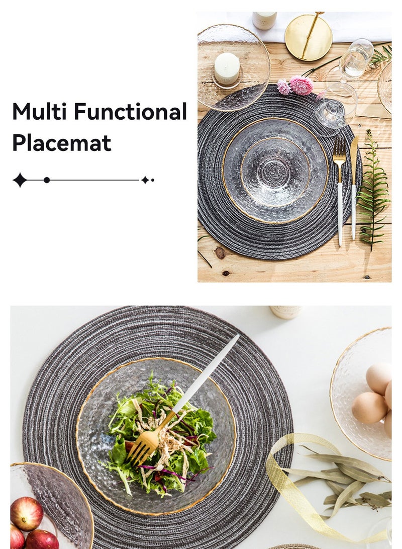 LEOKOR 4 Pack Round Woven Heat Resistant and Anti-Skid Table Mats Kitchen Table Place Mats - Image 3