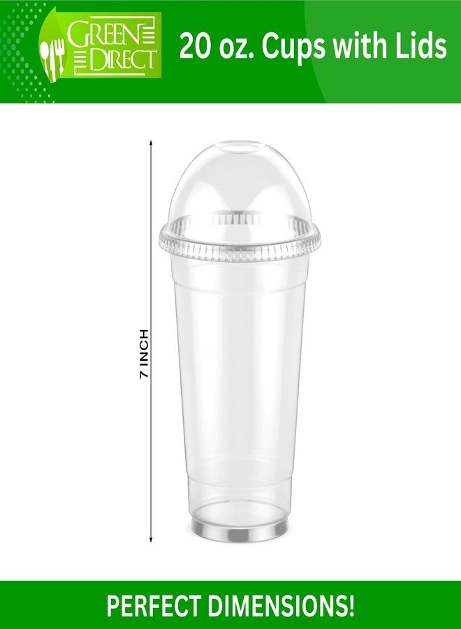 Green Direct 20 oz. Plastic Clear Disposable Drinking Cups With Lids for Ice coffee, Bubble Boba Tea Cups Pack of 100 - Image 2