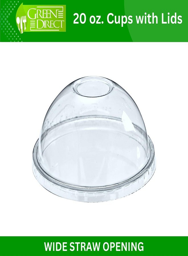 Green Direct 20 oz. Plastic Clear Disposable Drinking Cups With Lids for Ice coffee, Bubble Boba Tea Cups Pack of 100 - Image 3
