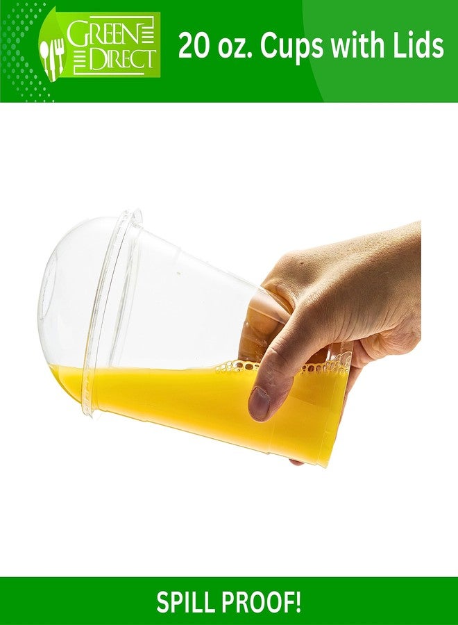 Green Direct 20 oz. Plastic Clear Disposable Drinking Cups With Lids for Ice coffee, Bubble Boba Tea Cups Pack of 100 - Image 4