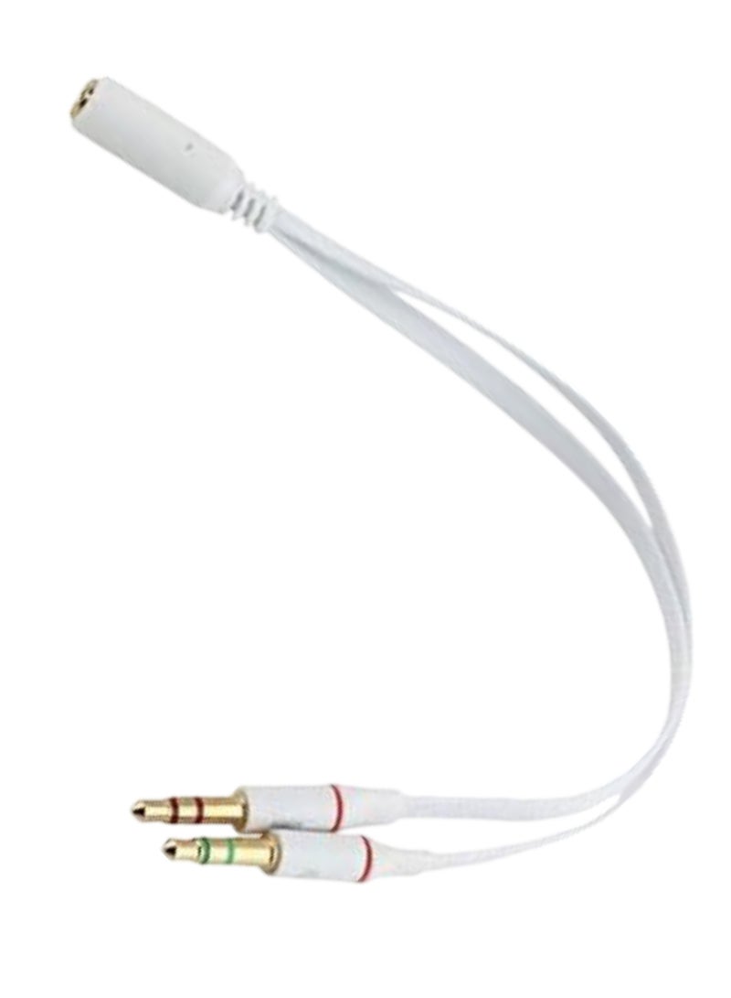 3.5Mm Female To 2 Male Cable - Universal 3.5mm Female to 2 Male Headphone With Mic Audio Y Splitter Cable Female To Male Audio Cables White - White - Image 1