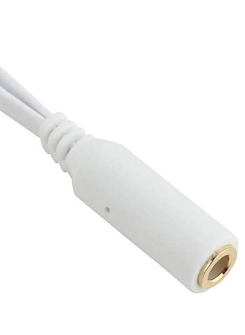 3.5Mm Female To 2 Male Cable - Universal 3.5mm Female to 2 Male Headphone With Mic Audio Y Splitter Cable Female To Male Audio Cables White - White - Image 5