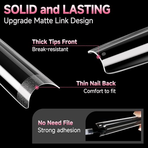 UNA GELLA Coffin Fake Nails Tips Extra Long 216 PCS XXL Coffin Acrylic Fake False Nails Tips Long Ballerina Nail Tips with Box for Nail Salons and Home DIY, 12 Sizes - Image 3