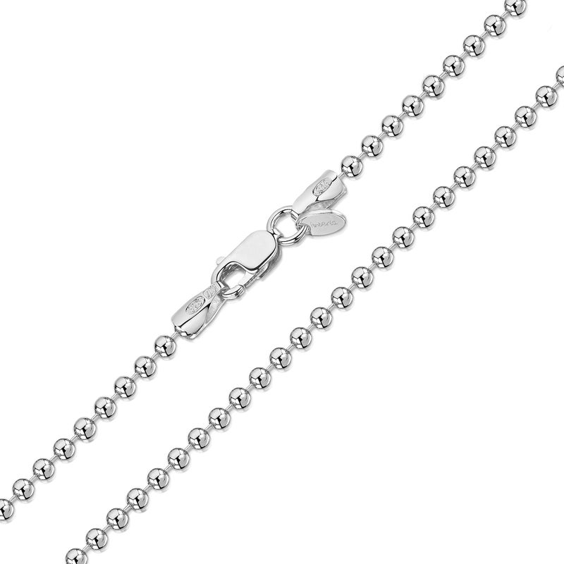 Amberta 925 Sterling Silver 2 mm Ball Chain Necklace Length 28" inch / 70 cm (28) - Image 1