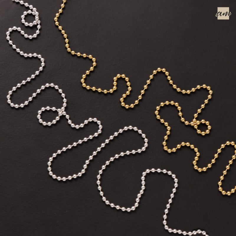 Amberta 925 Sterling Silver 2 mm Ball Chain Necklace Length 28" inch / 70 cm (28) - Image 3