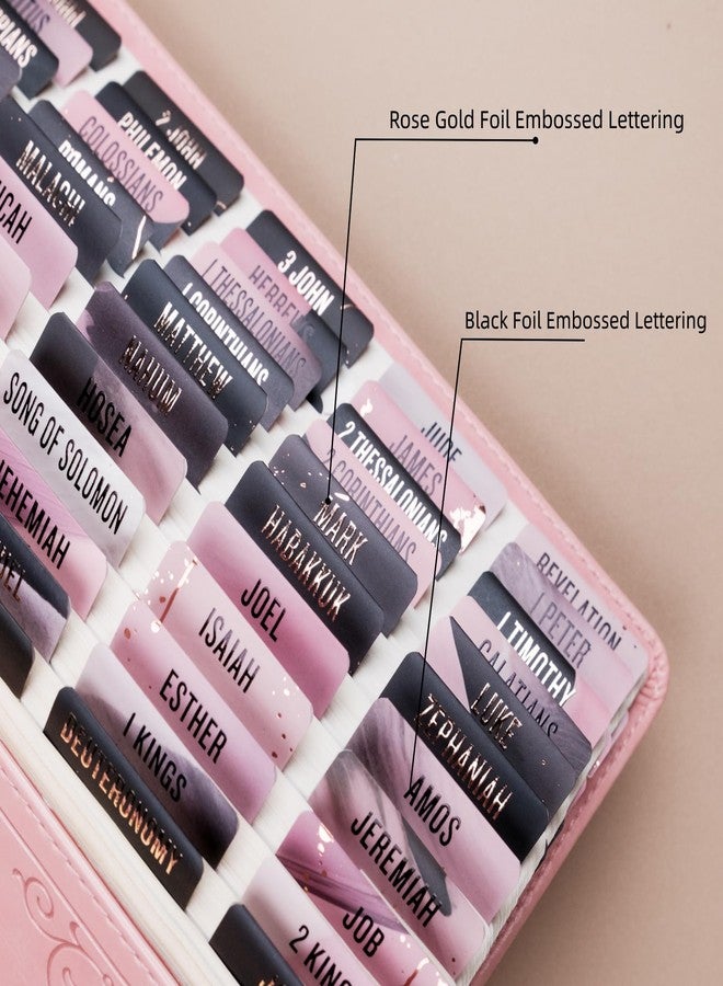 UPAFEXXI-Laminated Bible Tabs (Rose Gold and Black Foil Embossed Lettering), Bible Tabs for Women, Reposition Large Print Stickers, Easy to Read and Apply, 80Chapters Labels for Easy Navigation - Image 4