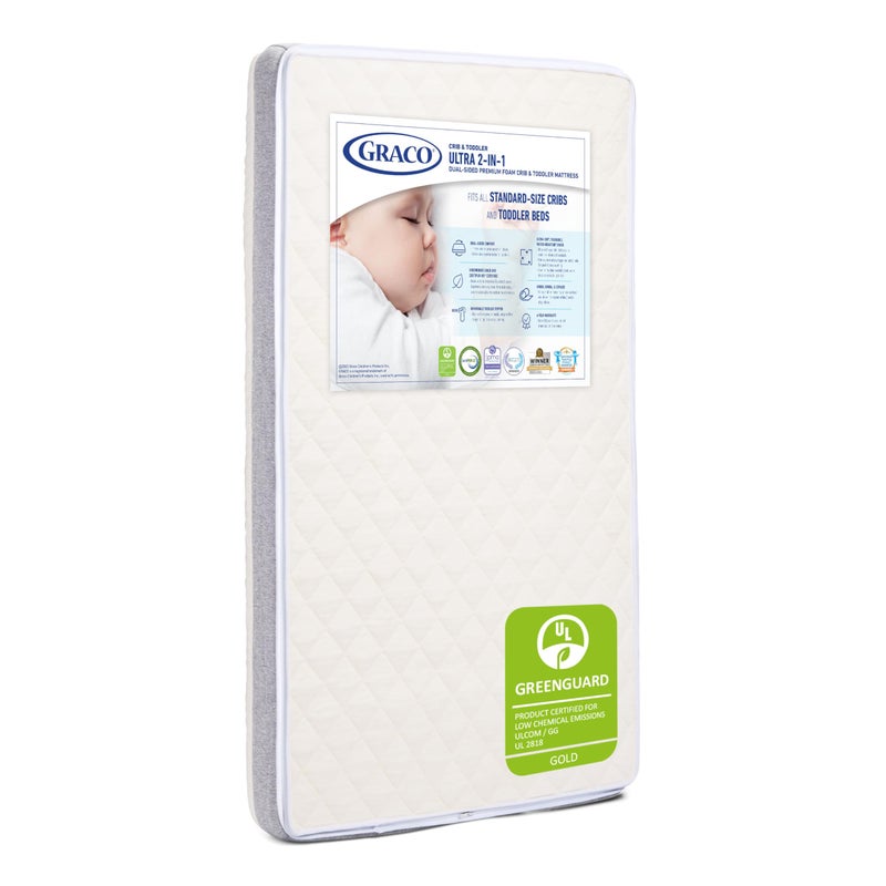 GRACO Graco Ultra 2in1 Premium DualSided Crib Toddler Mattress GREENGUARD Gold CertiPURUS Certified Foam 2Sided Mattress Fits Any Brand of Crib Toddler Bed 
