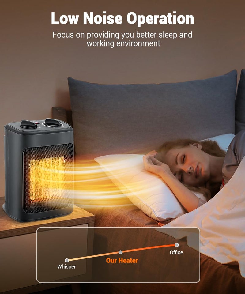 KopBeau Space Heater for Indoor Use, 1500W Electric Portable Heater with Adjustable Thermostat, Compact Ceramic Room Heater with 4 Modes, Tip-Over & Overheat Protection, Safe for Office & Home - Image 5