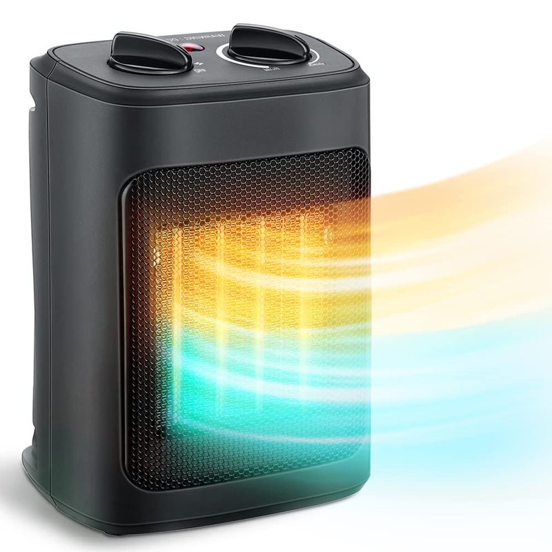 KopBeau Space Heater for Indoor Use, 1500W Electric Portable Heater with Adjustable Thermostat, Compact Ceramic Room Heater with 4 Modes, Tip-Over & Overheat Protection, Safe for Office & Home - Image 1