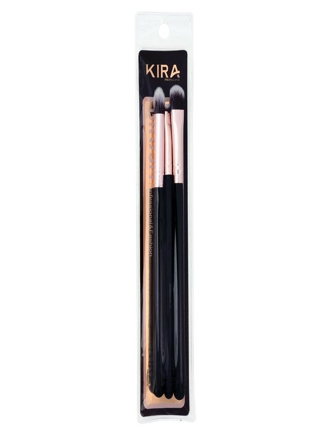 KIRA Professional Makeup Brush Set 3-Piece, Black and Rose Gold - Image 1