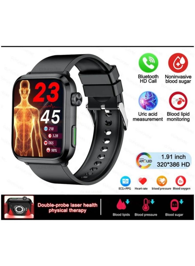 AROAQ Non-Invasive Smart Watch for Men and Women with Blood Fat Uric Acid Health Monitoring Bluetooth Calling and Medical Grade Sports Features