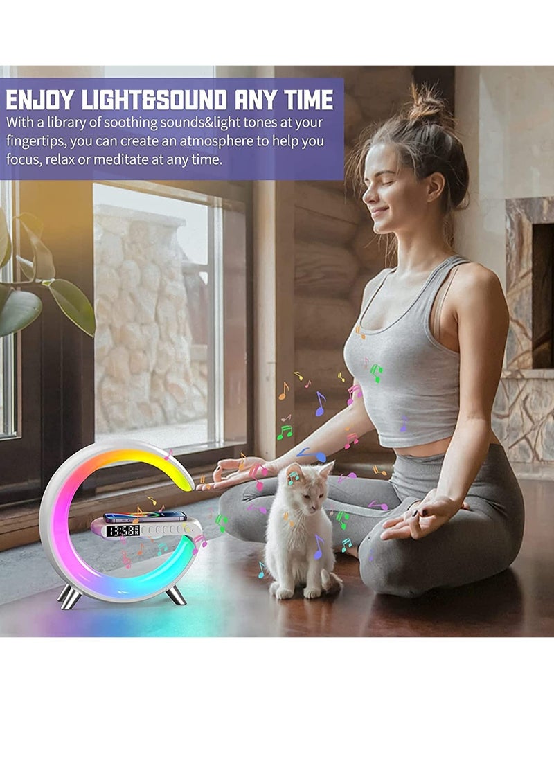 Generic - Wireless Charger Atmosphere Lamp, RGB Color Changing Mood Light with Time Display, 256 Modes and 16 Million Light Colors, Bluetooth Speaker Desk Lamp with Alarm Clock, Ideal Choice for Friends - Image 1