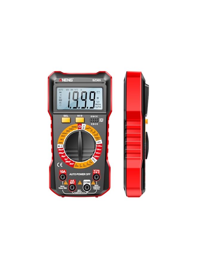 promass SZ305 Multimeter Capacitor Testers Professional 1999 Counts Smart Voltmeter Ohm Meter Fast Accurately Measures Voltage Current Resistance Capacitor Frequency Diode hFE - Image 2