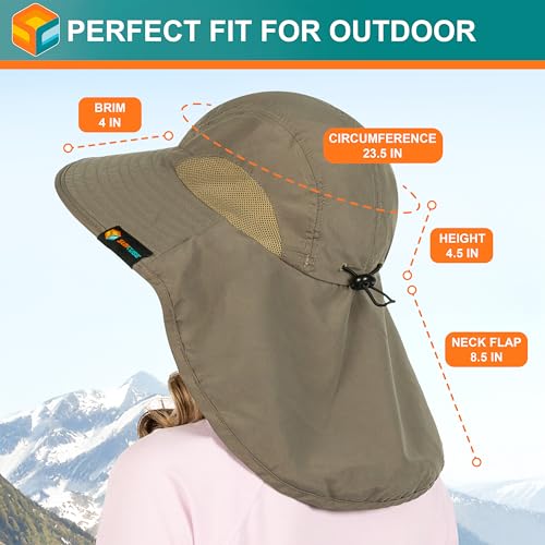 Suncube SUN CUBE Wide Brim Sun Hat with Neck Flap, Fishing Hiking for Men Women Safari, Neck Cover for Outdoor Sun Protection UPF50+ | Olive - Image 4