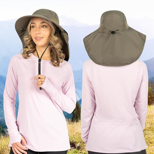 Suncube SUN CUBE Wide Brim Sun Hat with Neck Flap, Fishing Hiking for Men Women Safari, Neck Cover for Outdoor Sun Protection UPF50+ | Olive - Image 5