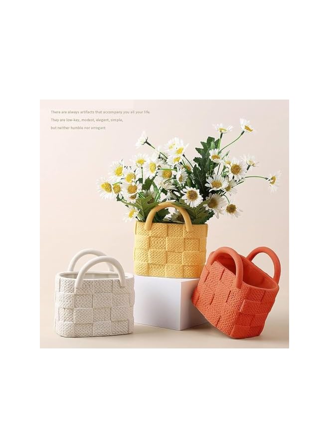 The Bros Ceramic Vase, Small Modern Flower Vase for Home Decor, Small Handbag Collection Creative Ceramic Floral Vase for Centerpieces, Flower Arrangement Decoration Shooting Props,White  - Image 2