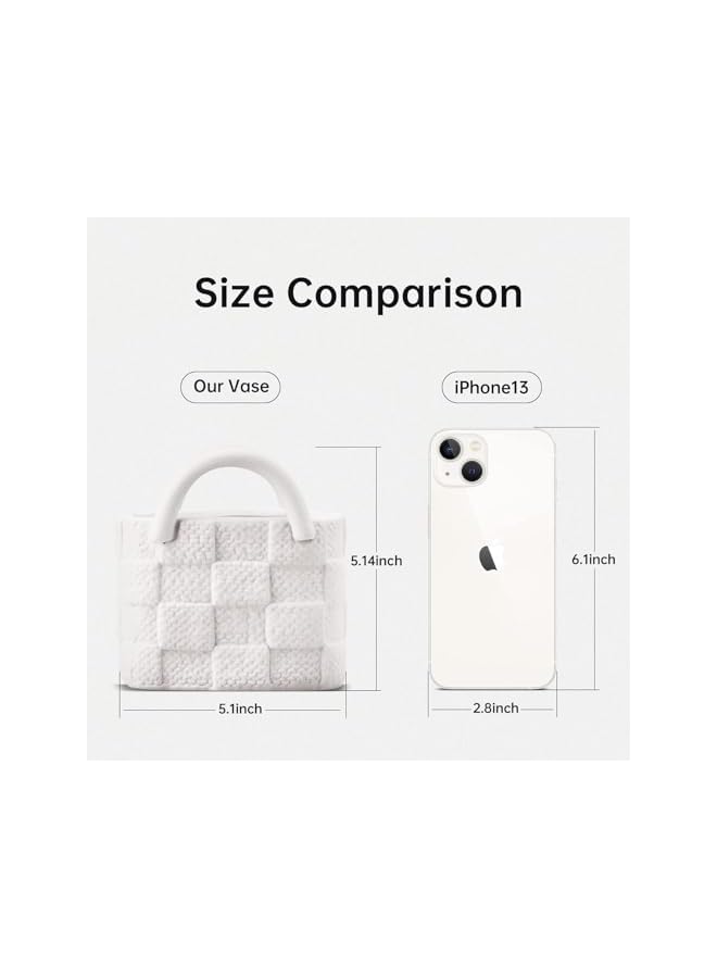 The Bros Ceramic Vase, Small Modern Flower Vase for Home Decor, Small Handbag Collection Creative Ceramic Floral Vase for Centerpieces, Flower Arrangement Decoration Shooting Props,White  - Image 4