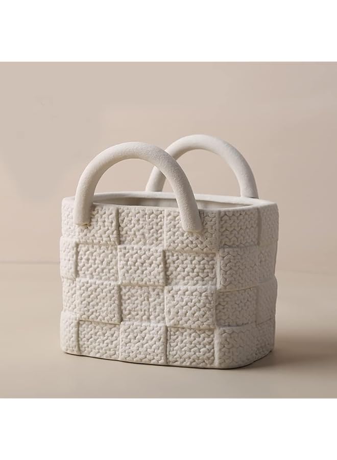 The Bros Ceramic Vase, Small Modern Flower Vase for Home Decor, Small Handbag Collection Creative Ceramic Floral Vase for Centerpieces, Flower Arrangement Decoration Shooting Props,White  - Image 1