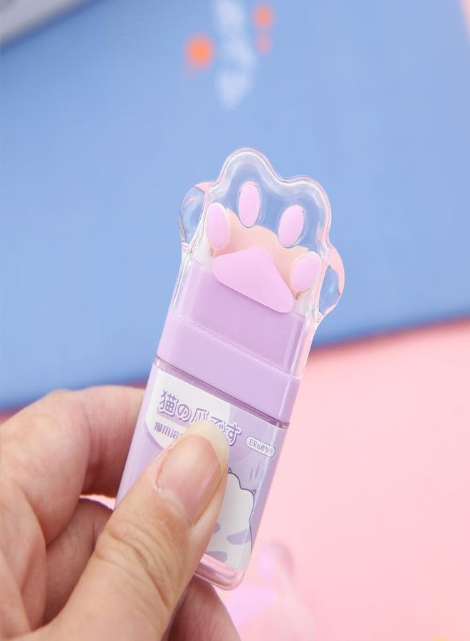 Geluode 4Pcs Cat Paw Roller Eraser, Colorful Cute Cat Rubber, Kids Eraser with Shaving Roller Case for School Office Supply Stationery, 70 x 31 x 15mm - Image 3