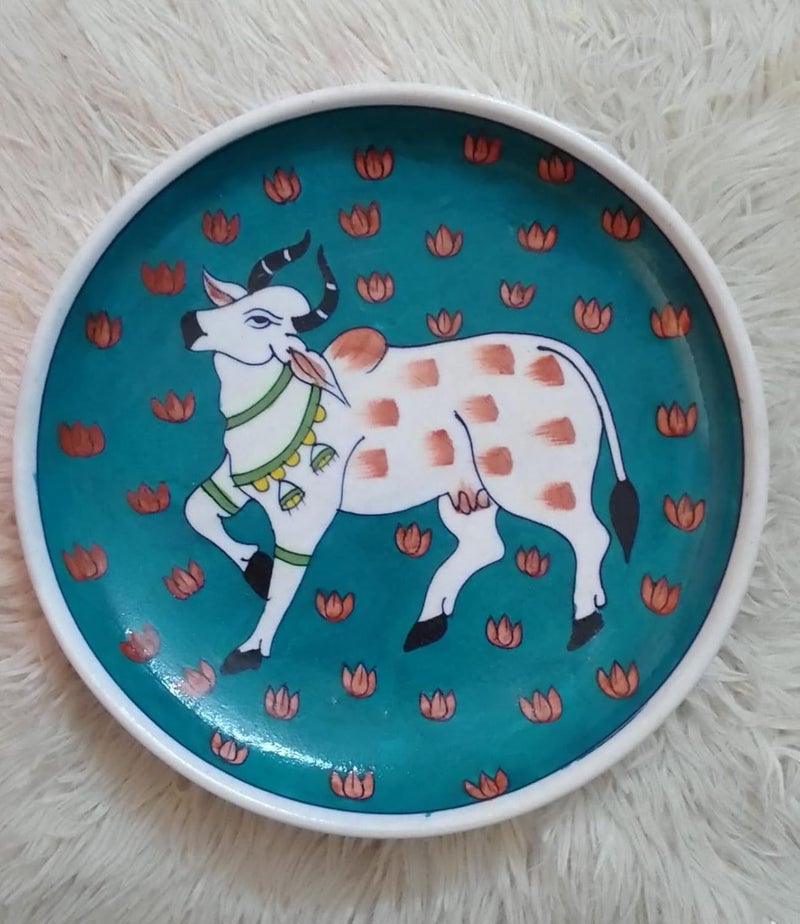 Wall Plate Kamdhenu CowBlue  - Image 3