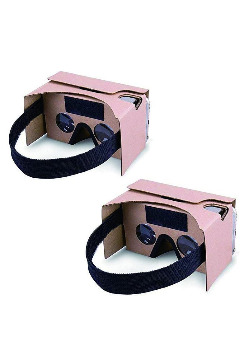 Generic 2 Pack VR Headsets 3D Box Virtual Reality Gl With Big Clear 3D Optical Lens And Comfortable Head Strap For All 3-6 Inch Smartphones (VR2.0 Yellow 2 Pack)  - Image 1