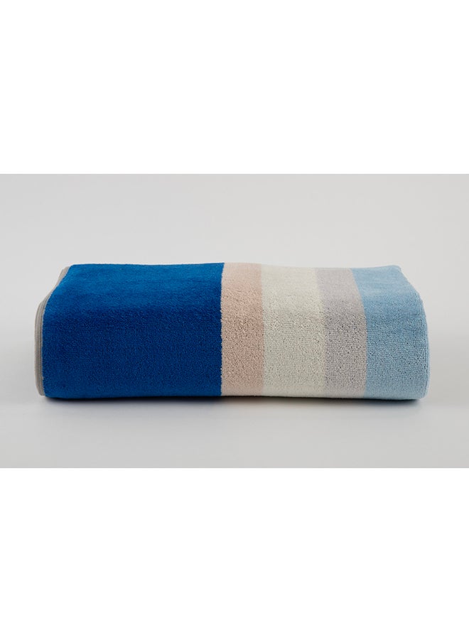 White Rose Cross Stripe 500 Gsm 100% Cotton Terry -Cross Stripe Design1 Bath Sheet 80X160 CmLuxury Touch Extra Absorbent-Royal Blue  - Image 2