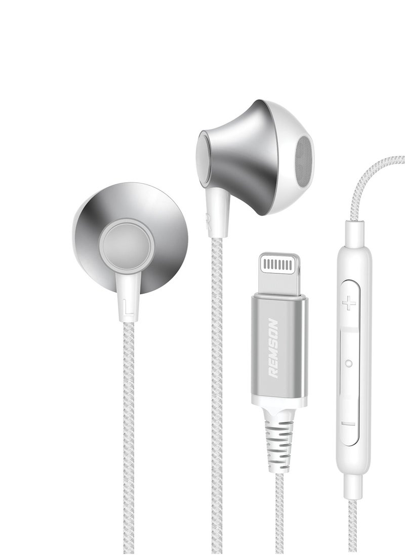 Remson [Apple MFi Certified] Remson Wired Stereo Earphones MFi Lightning Connector Headphones/Earphones/Earbuds Hi-Fi with In-Line Remote Compatible for iPhone 14 13 12 11 Pro Max iPhone XS Max - White  - Image 1
